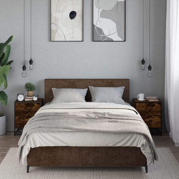 vidaXL Nočna omarica 2 kosa dimljen hrast 40x31x50 cm inženirski les