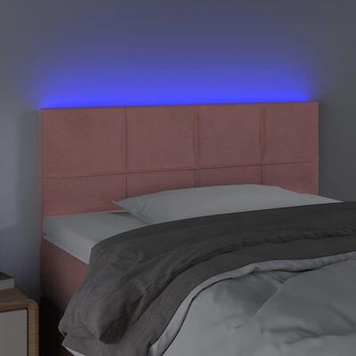 vidaXL LED posteljno vzglavje roza 80x5x78/88 cm žamet