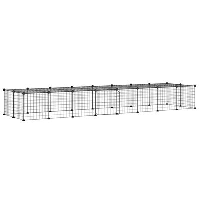 vidaXL Ograda za hišne ljubljenčke s 36 paneli črna 35x35 cm jeklo