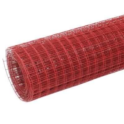 vidaXL Žična mreža za ograjo jeklo s PVC oblogo 10x1 m rdeča