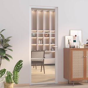 vidaXL Notranja vrata 76x201,5 cm bela ESG steklo in aluminij