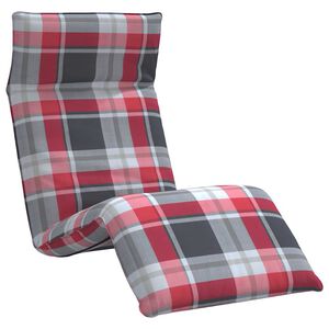 vidaXL Zložljiv ležalnik rdeč karo vzorec 175x54x8,5 cm oksfordsko blago