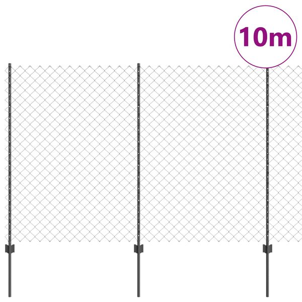 vidaXL Ograja s stebrom Siva 1,6 x 10 m Jeklo in PVC