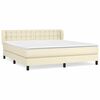 vidaXL Box spring postelja z vzmetnico krem 160x200 cm umetno usnje