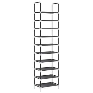 vidaXL Stojalo za čevlje 10-stopenjsko črno 44x28x180 cm