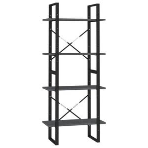 vidaXL Knjižna omara 4-nadstropna siva 60x30x140 cm trdna borovina