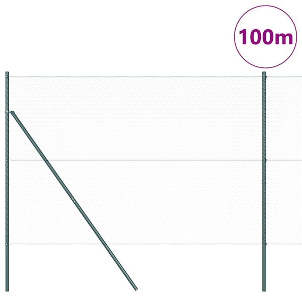 vidaXL Steber ograje. Zelena 100 x 1,6 m (25 mm mreža) Jeklo in PVC