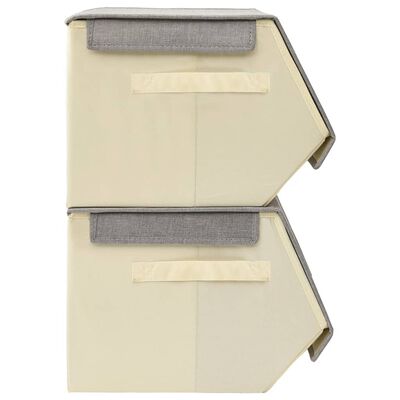 vidaXL Zložljive škatle s pokrovom 8 kosov blago sive in krem