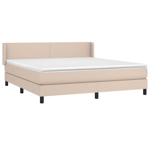 vidaXL Box spring postelja z vzmetnico kapučino 160x200cm umetno usnje
