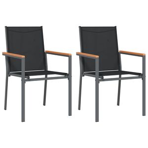 vidaXL Vrtni stoli 2 kosa črni 55x61,5x90 cm textilene in jeklo