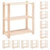 vidaXL Stojalo 3-nadstropno 10 kosov 80x38x90 cm trdna borovina 150 kg