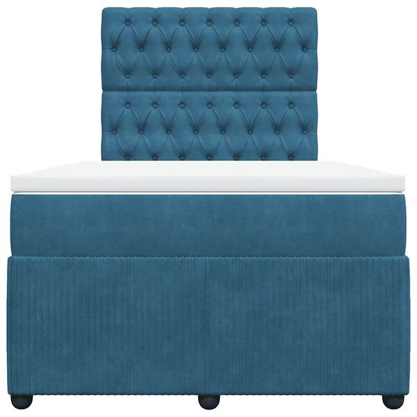 vidaXL Box spring postelja z vzmetnico temno moder 120x190 cm žamet
