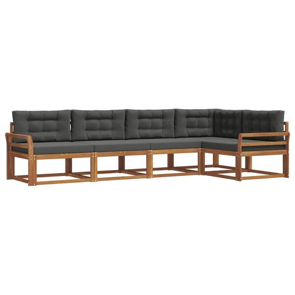 vidaXL Zunanja garnitura za sedenje 5 pcs Naravna in antracitna