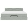 vidaXL Otomanska postelja z vzmetnico & LED Svetlo siva 160x200cm