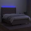 vidaXL Box spring postelja z vzmetnico LED taupe 140x190 cm blago