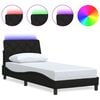 vidaXL Posteljni okvir z LED brez vzmetnice Črna 90x200cm Tkanina