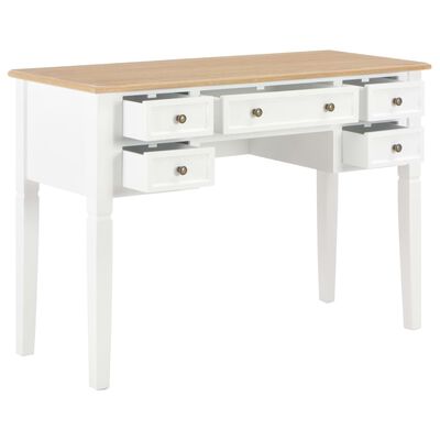 vidaXL Pisalna miza iz lesa 109,5x45x77,5 cm bela