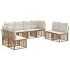 vidaXL Zunanja garnitura za sedenje z blazino 8 pcs Naravna Poliester