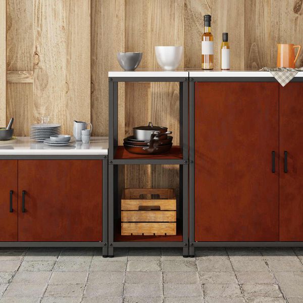 vidaXL Shramba za kuhinjo s polico Rjav 60 x 50 x 92 cm Jeklo