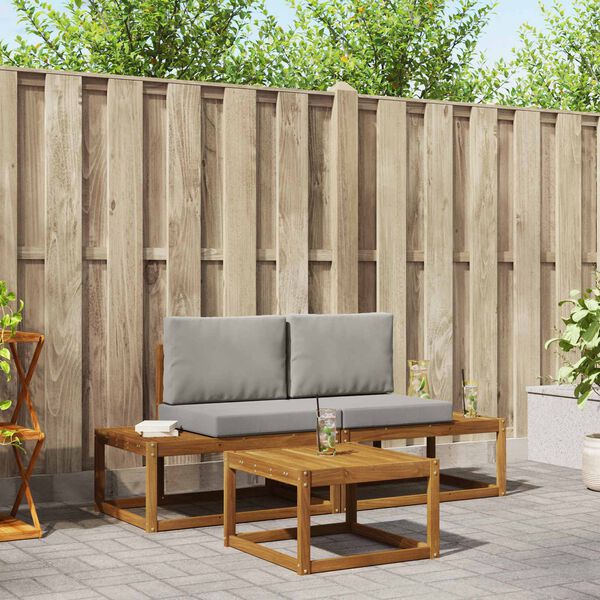 vidaXL Zunanja garnitura za sedenje z blazino 3 pcs Naravna