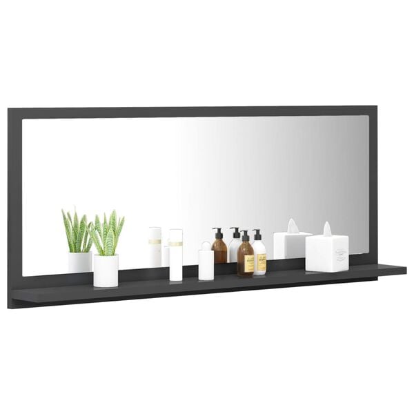 vidaXL Kopalni&scaron;ko ogledalo sivo 90x10,5x37 cm iverna plo&scaron;ča