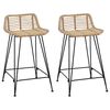 vidaXL Barski stol 2 kos Naravna 44 x 45 x 76 cm Rattan in jeklo