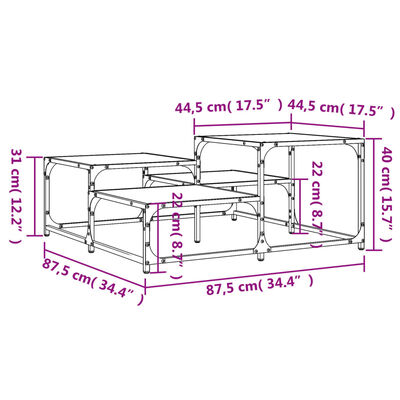 vidaXL Klubska mizica rjav hrast 87,5x87,5x40 cm inženirski les