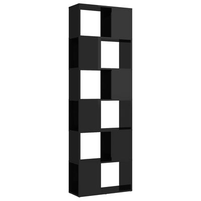 vidaXL Knjižna omara za razdelitev prostora sijaj črna 60x24x186 cm