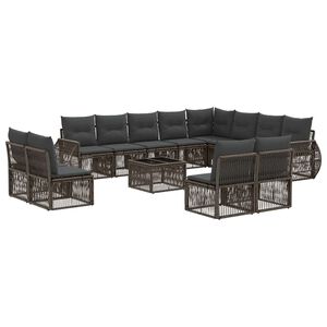 vidaXL Vrtna sedežna garnitura 13 pcs Siva in temno siva poli ratan