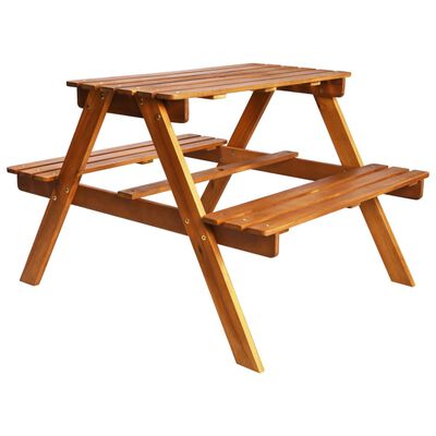 vidaXL Otroška piknik miza s senčnikom 79x90x60 cm trden akacijev les