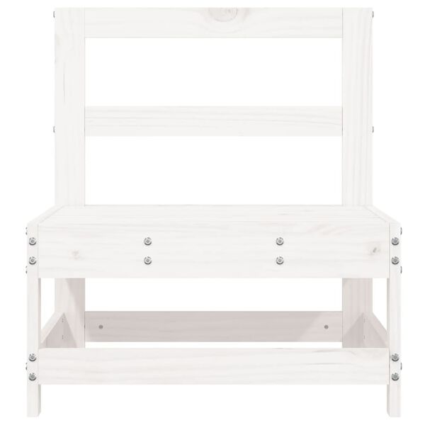 vidaXL Vrtni sredinski kavč 2 kosa bela trdna borovina