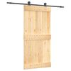 vidaXL Drsna vrata Naravna in črna 100 x 210 cm Masiven borov les