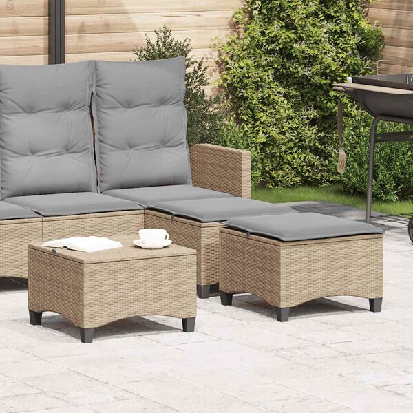 vidaXL Vrtni stolčki z blazinami 2 kosa Bež 55x55x36 cm Poly Rattan