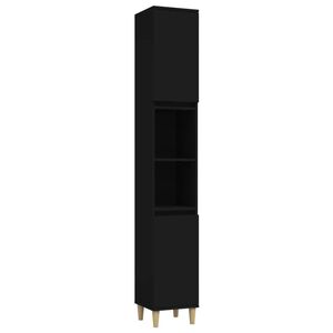 vidaXL Kopalniška omarica črna 30x30x190 cm inženirski les