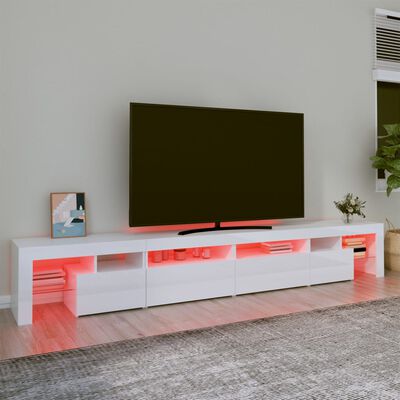 vidaXL TV omarica z LED lučkami visok sijaj bela 260x36,5x40 cm