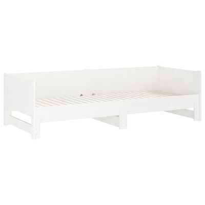 vidaXL Izvlečna dnevna postelja bela trdna borovina 2x(80x200) cm