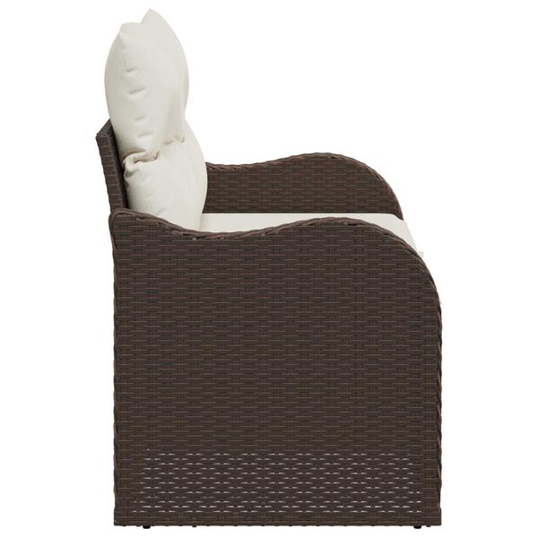 vidaXL Vrtni kavč z blazino Rjava 121 x 62 x 69cm poli ratan