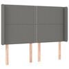 vidaXL Vzglavje z u&scaron;esi temno sivo 147x16x118/128 cm blago
