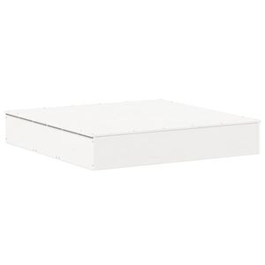 vidaXL Peskovnik s pokrovom bel 111x111x19,5 cm trdna borovina