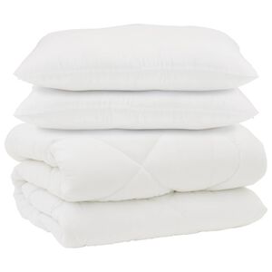 vidaXL Pokrivač z blazinami z blazino 3 pcs Bela Mikrofibra in perje