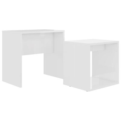 vidaXL Komplet klubskih mizic bel visok sijaj 48x30x45 cm iverna pl.