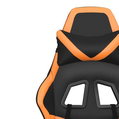 vidaXL Masažni gaming stol črno in oranžno umetno usnje
