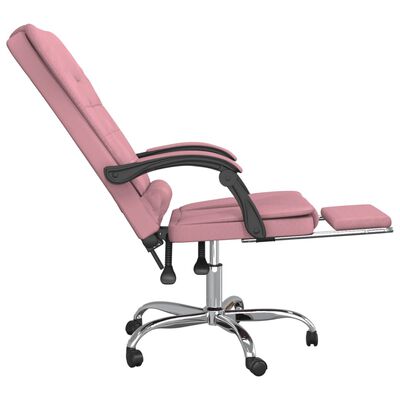 vidaXL Masažni pisarniški stol roza žamet