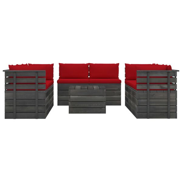 vidaXL Vrtna garnitura iz palet 9-delna z blazinami trdna borovina