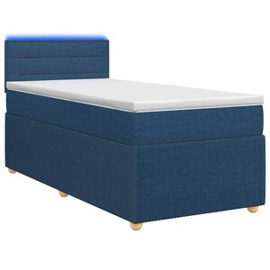 vidaXL Postelja boxspring z vzmetnico Modra 100 x 200 cm Blago