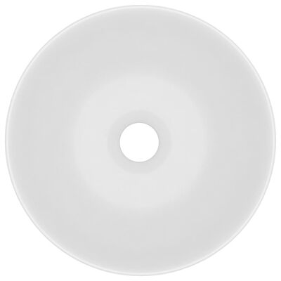 vidaXL Kopalniški umivalnik keramičen mat bele barve okrogel