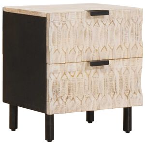 vidaXL Nočna omarica s predalom Bela 40 x 33 x 46 cm Masiven les manga