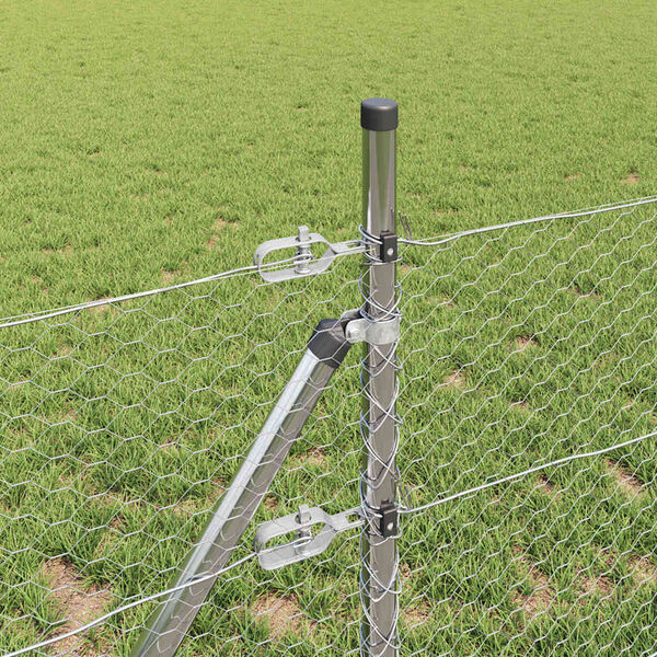 vidaXL Steber ograje. srebrna 10 x 0,8 m (25 mm mreža) Jeklo