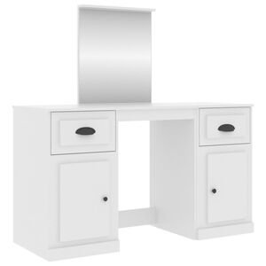 vidaXL Toaletna mizica z ogledalom bela 130x50x132,5 cm