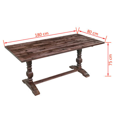 vidaXL Zložljiva dvojna miza masiven akacijev les 180x80x75 cm